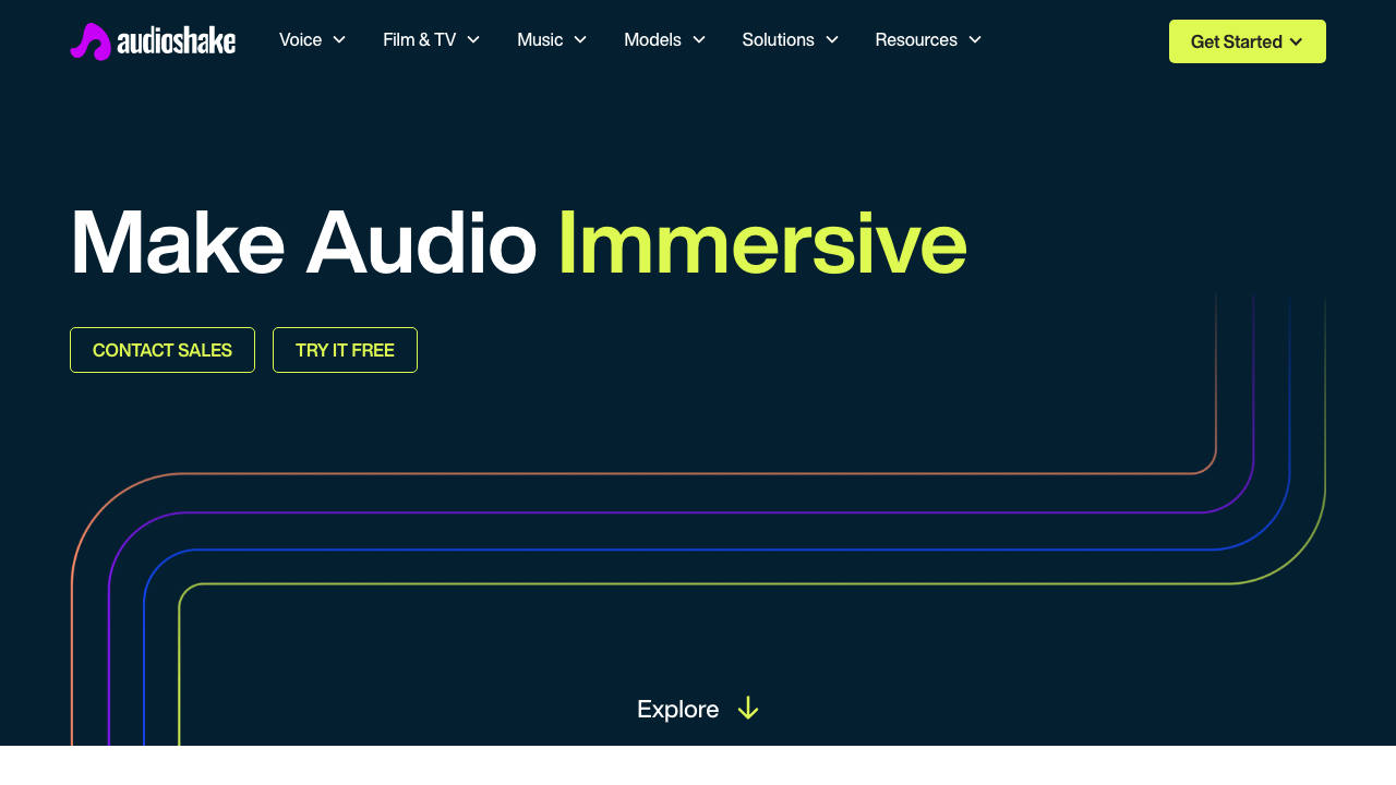 AudioShake homepage screenshot