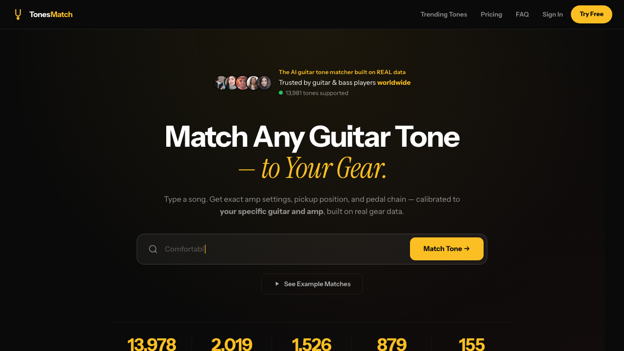 TonesMatch homepage screenshot
