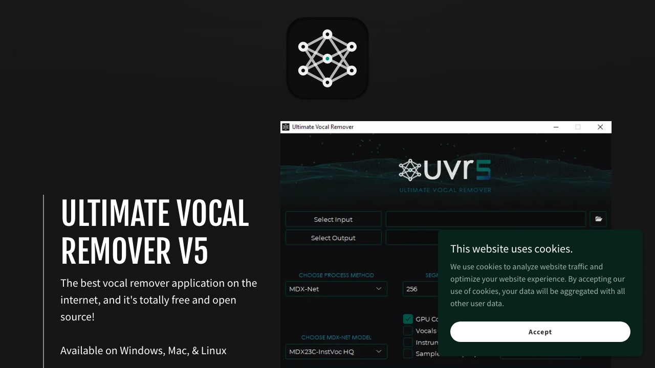 Ultimate Vocal Remover homepage screenshot