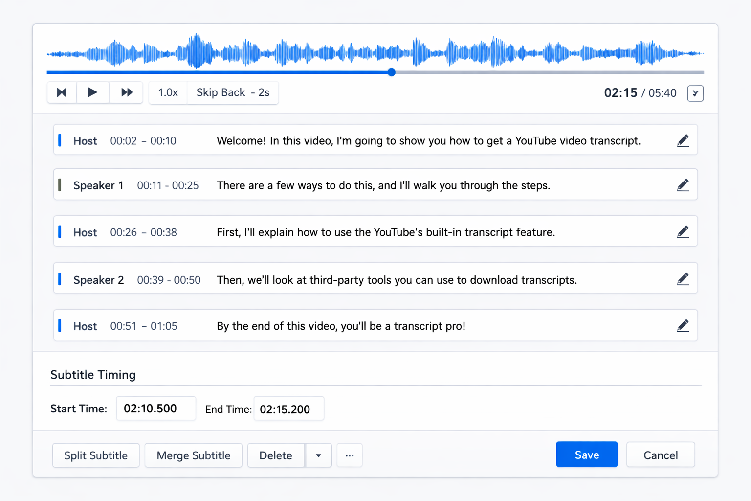Diagram showing audio processing through speech recognition to text output