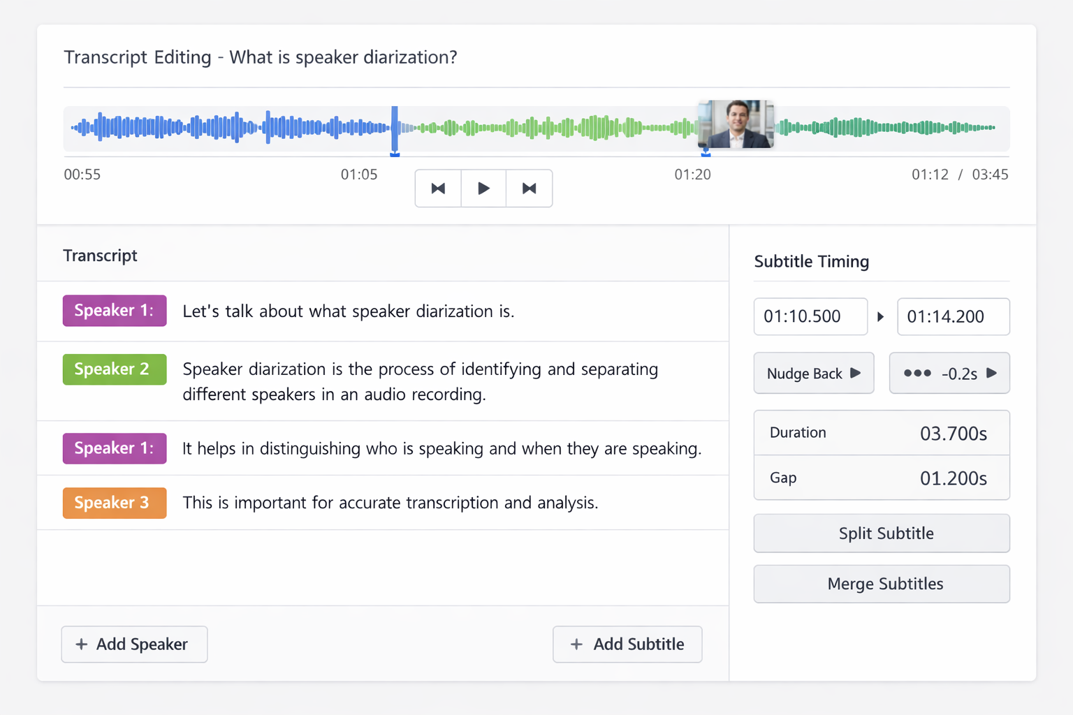 Infographic showing how audio quality, speaker count, and recording environment affect diarization results